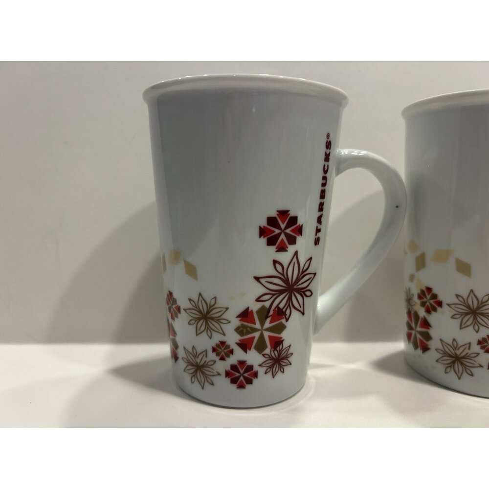 Starbucks Cups Set of 2 Holiday Winter Star Snowflake Poinsettia Christmas 12 oz - Picture 12 of 13